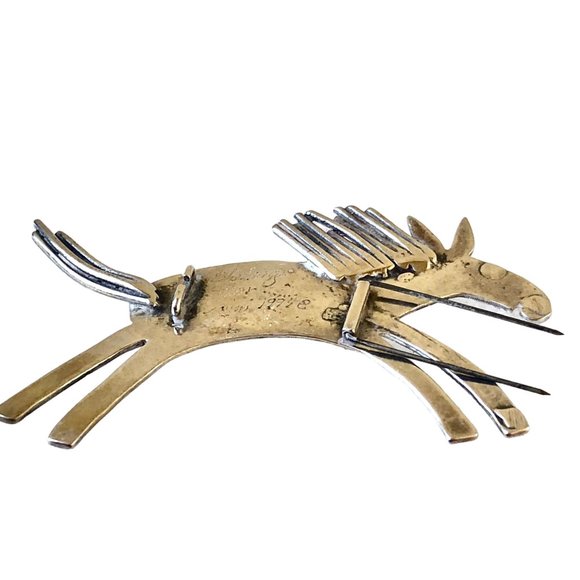 Artisan MIMI Sterling Silver Brooch Pin BLAZING STAR HORSE 1994 Signed - Picture 6 of 10